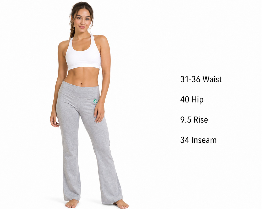 Lululemon Athletica Gray Pull On Flare Sweatpants Athletic Large Logo Pants sz M